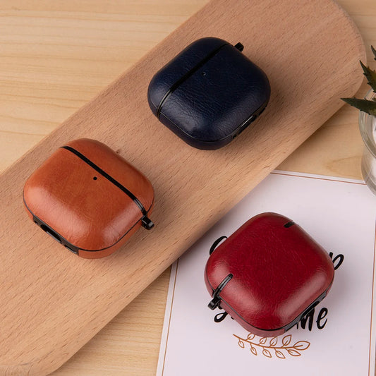 Retro Leather PU Case For AirPods 4 4th ANC 2024 Cover With Cleaner Pen Headphone Wireless Charging Box For AirPods 4 Coque Capa