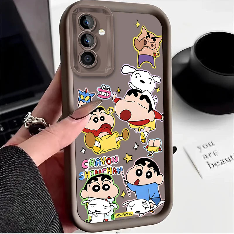C-Crayon S-ShinChan Case for Samsung Galaxy S25 Ultra Plus S24 S23 S22 S21 S20 FE A73 A72 A71 A56 A55 A54 5G A52 A52S 4G Cover