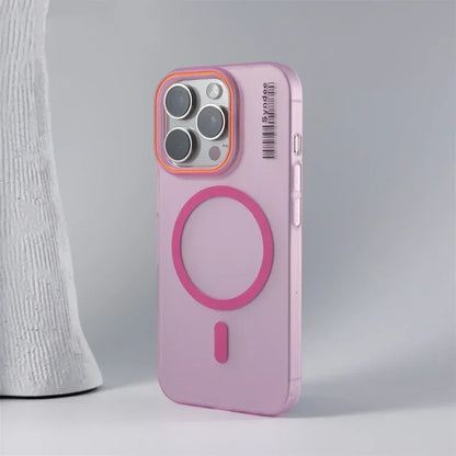 Ultra Thin Frosted Barcode Wireless Charging MagSafe Phone Case for iPhone 17 16 14 15 13 12 Pro Max Translucent Hard PC Cover