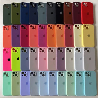 Original Liquid Silicone Phone Case For iPhone 16 15 13 12 14 Pro Max Apple Cases For iPhone 13 12 14 15 16 Plus Full Logo Cover