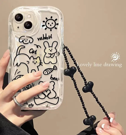Flower Wrist Chain Phone Case For Samsung Galaxy A16 A06 A54 A55 A35 A24 A25 A15 A34 A31 A32 A51 A52 A71 S25 Ultra S24 FE Cover