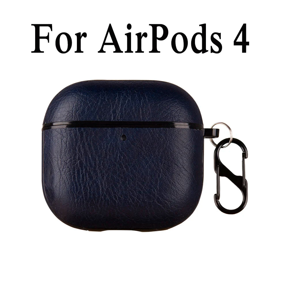 Retro Leather PU Case For AirPods 4 4th ANC 2024 Cover With Cleaner Pen Headphone Wireless Charging Box For AirPods 4 Coque Capa