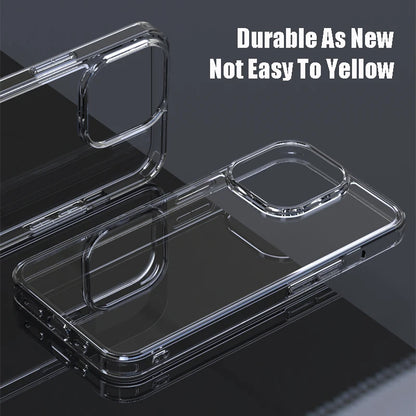 Original Transparent Tempered Glass Phone Cases For iPhone 16 14 11 12 13 15 Pro Max Plus Clear Hard Case Armor Shockproof Cover