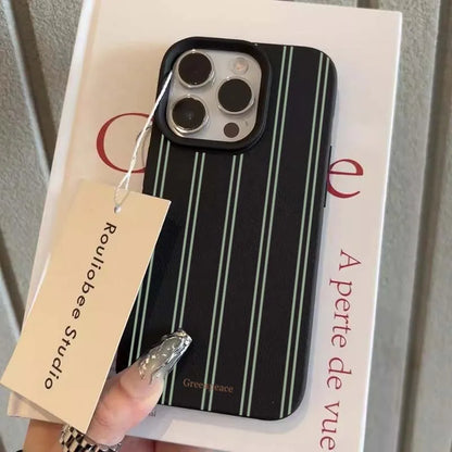The Green Stripe Lichee Pattern Phone Case For iPhone 17 16 15 14 13 12 11 Pro Max XS X XR 16 Plus 16e Shockproof Silicone Cover