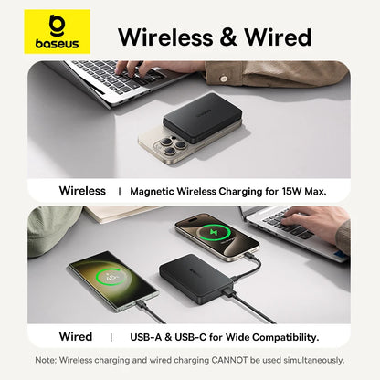 Baseus Qi2 Magnetic Power Bank 10000mah 15W Wireless Charging 22.5W Wired Charge Qi2-Certified for iPhone 16 15 14 13 12 Pro Max