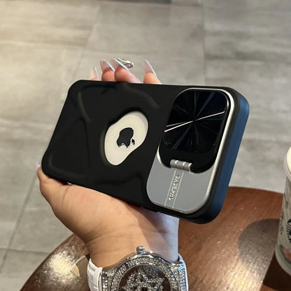 Fashion Logo Hole Magnetic Case for iPhone 17Air 11 12 13 14 15 16 17 Pro Max Plus Lens Protection Stand Magsafe Silicone Cover