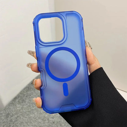 Neon Color Bumper Shockproof MagSafe Phone Case For iPhone 16 16pro max 14 15 Pro 13 11 12 Wireless Charging Frosted Armor Cover