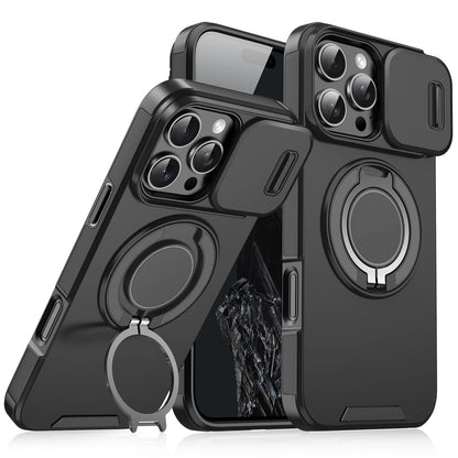 Heavy-duty Rugged Magnetic Stand Case For iPhone 17 Air 16 E 15 14 13 12 11 Pro Max Plus Slide Camera Protect For Magsafe Cover