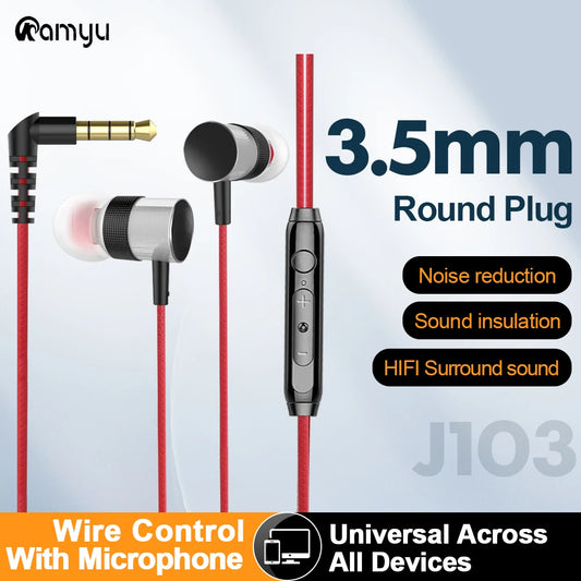 HiFi Wired Earphones with Dolby Surround Sound - 3.5mm Jack Enhanced Audio Quality In-Ear Headphone for Smart Phone PC Earphone
