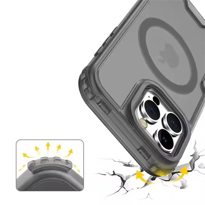 3 in 1 Magnetic Heavy Duty Armor Case for Magsafe IPhone 16 15 14 13 12 Pro Max Plus 16Pro 15Pro IPones Macsafe Cover Accessory