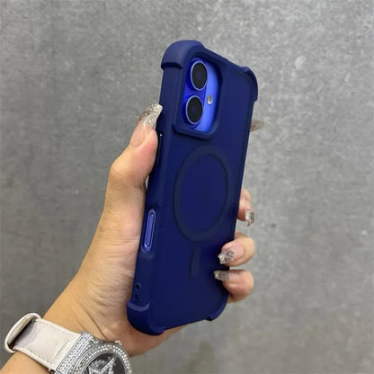 Magnetic Luxury Matte Fall prevention  Armor Shockproof Case For iPhone 15 14 13 12 16 Pro Max Wireless Charge For Magsafe Cover