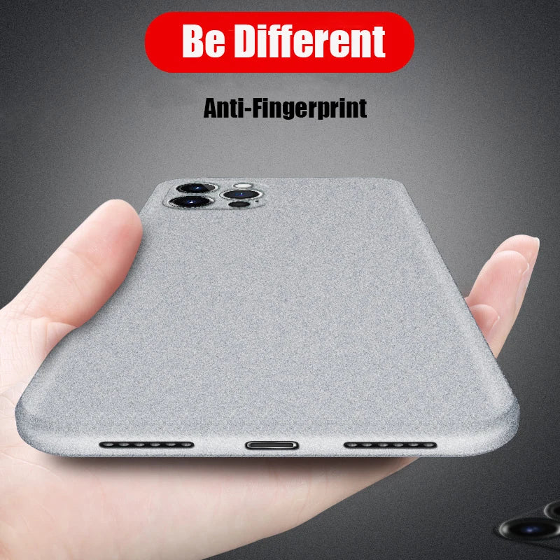 Ultra-Thin Sandstone Matte Case For iPhone 15 14 13 Pro 12 11 Pro Max Mini 16 Plus Slim Soft TPU Shockproof Scrub Back Cover