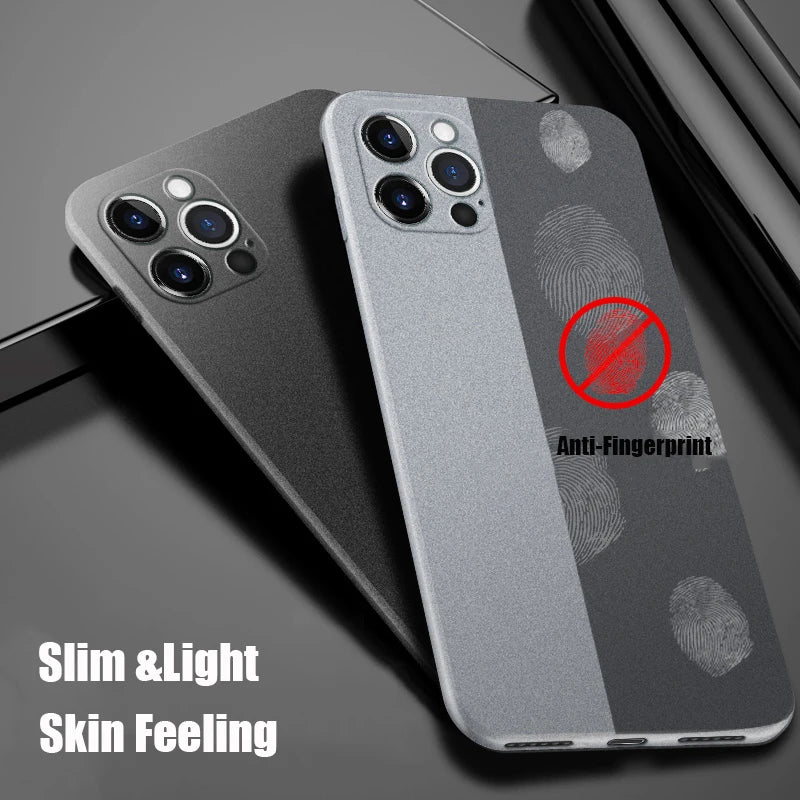 Ultra-Thin Sandstone Matte Case For iPhone 15 14 13 Pro 12 11 Pro Max Mini 16 Plus Slim Soft TPU Shockproof Scrub Back Cover
