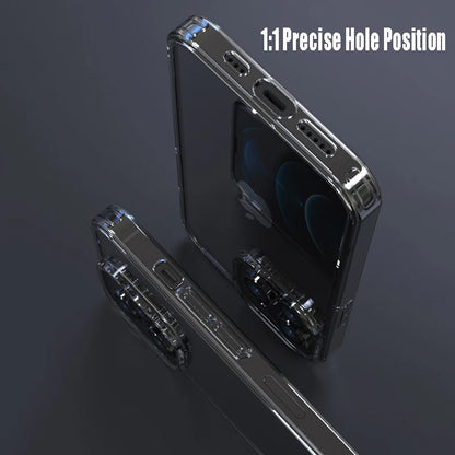 Original Transparent Tempered Glass Phone Cases For iPhone 16 14 11 12 13 15 Pro Max Plus Clear Hard Case Armor Shockproof Cover