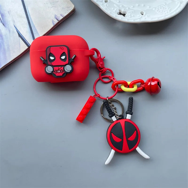 Cartoon Deadpool Earphone Case for Airpods 4 2024 Silicone Protective Cover for Airpods Pro2 Pro 3 2 1  with Key Chain