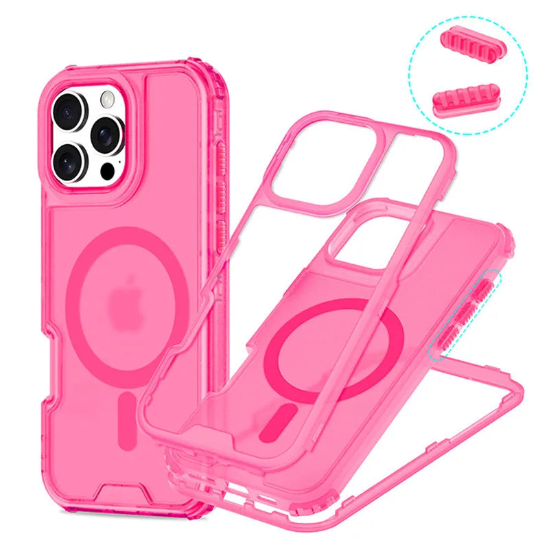3 in 1 Magnetic Heavy Duty Armor Case for Magsafe IPhone 16 15 14 13 12 Pro Max Plus 16Pro 15Pro IPones Macsafe Cover Accessory