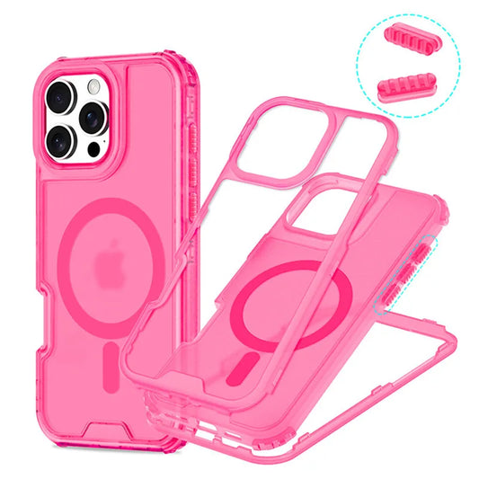 3 in 1 Magnetic Heavy Duty Armor Case for Magsafe IPhone 16 15 14 13 12 Pro Max Plus 16Pro 15Pro IPones Macsafe Cover Accessory