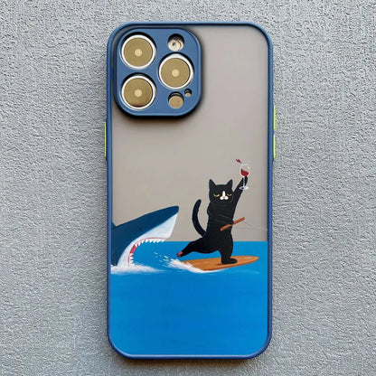 Funny Cat Daily Life Phone Case For iPhone 11 Case iPhone 12 14 Pro Max Mini 16 13 15 Pro Max 7 8 Plus XR XS X Shockproof Covers