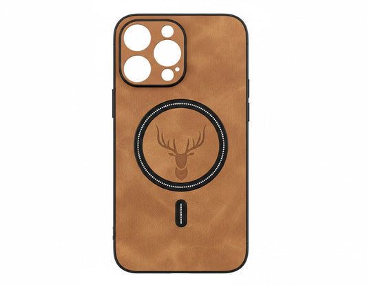 Luxury PU Leather Deer Case For iPhone 17 Air 16 15 14 13 12 11 Pro Max Plus 16E 15Pro 14Pro 13Pro Magsafe Wireless Charge Cover